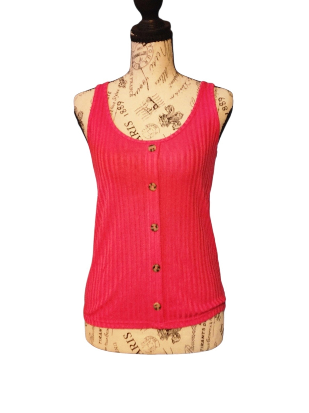 H&M Ribbed Button-Front Tank Top, Size Small